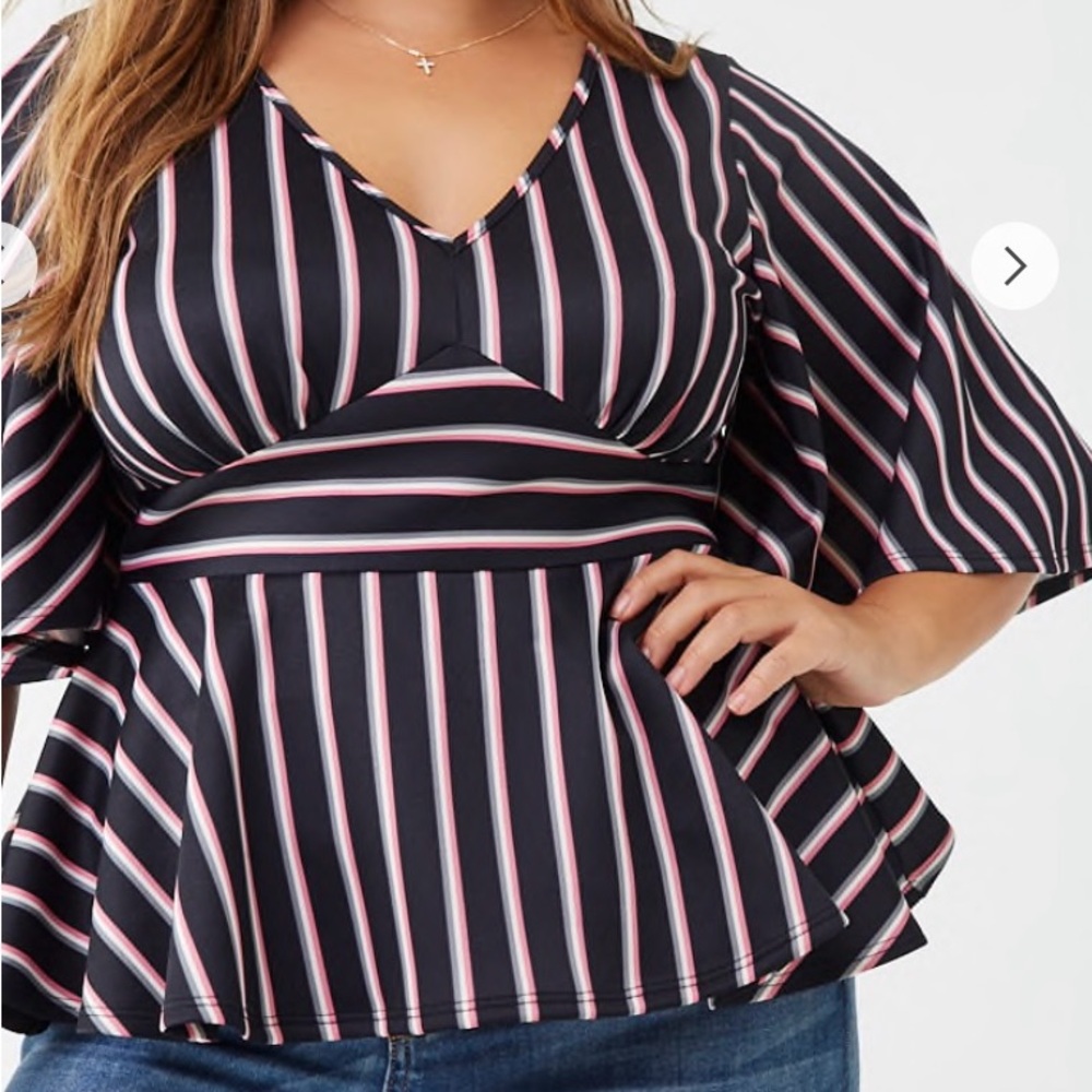 Striped Babydoll Blouse - Picture 2 of 9